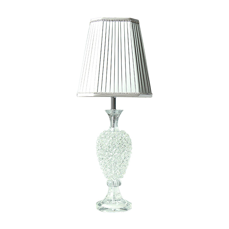 K9 Crystal Urn Night Light Modern 1 Bulb Grey Table Lamp with Gathered Empire Shade Clearhalo 'Lamps' 'Table Lamps' Lighting' 406280