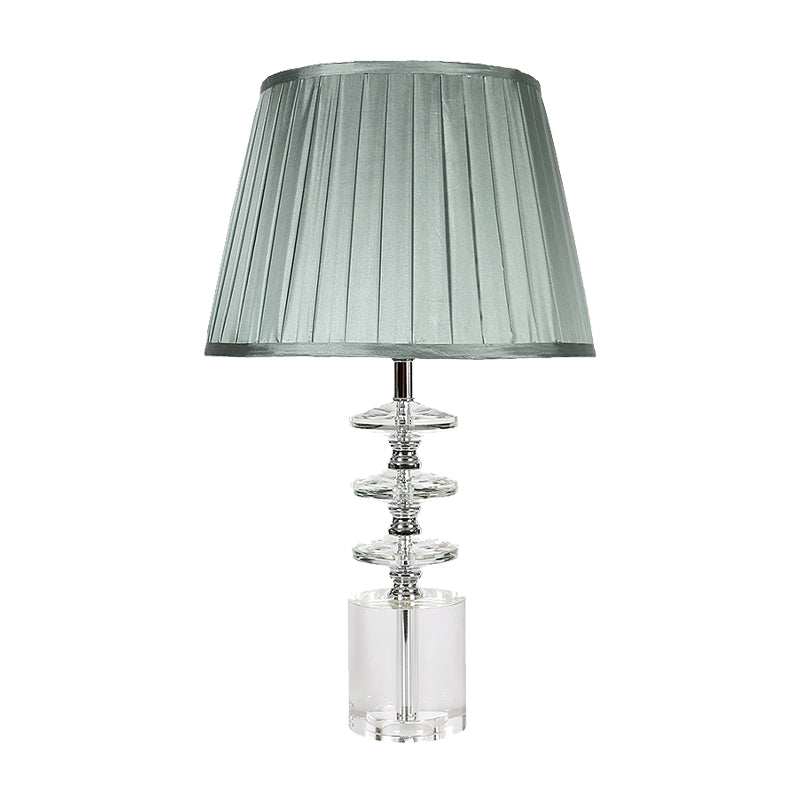 Empire Shade Night Table Lamp Modern Clear Crystal 1-Head Bedroom Nightstand Lighting in Grey Clearhalo 'Lamps' 'Table Lamps' Lighting' 406300