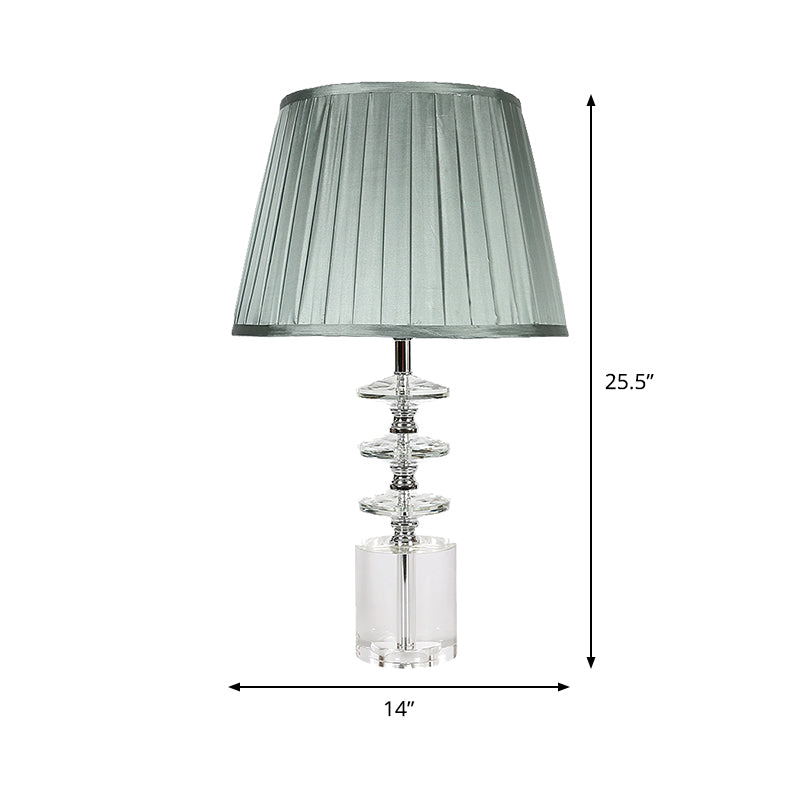 Empire Shade Night Table Lamp Modern Clear Crystal 1-Head Bedroom Nightstand Lighting in Grey Clearhalo 'Lamps' 'Table Lamps' Lighting' 406302