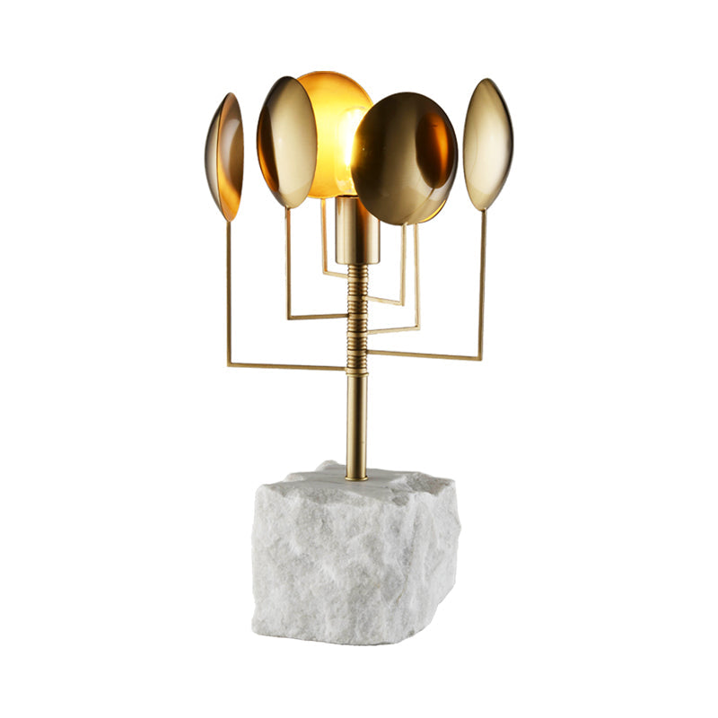 Marble Square Table Lamp Post-Modern 1 Light White Metal Night Lighting for Living Room Clearhalo 'Lamps' 'Table Lamps' Lighting' 406311