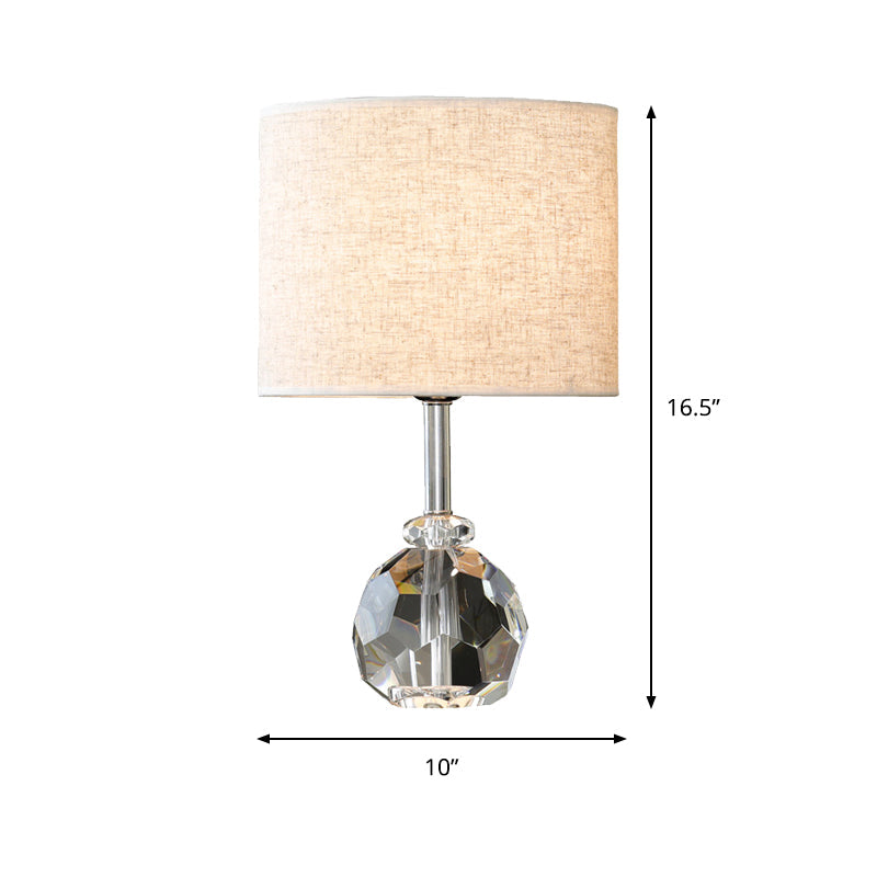 1-Bulb Living Room Night Lamp Simple Grey Nightstand Light with Prismatic Optical Crystal Clearhalo 'Lamps' 'Table Lamps' Lighting' 406347