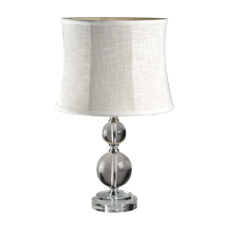 Crystal Ball Table Lighting Simplicity 1 Light Grey Night Lamp with Drum Fabric Shade Clearhalo 'Lamps' 'Table Lamps' Lighting' 406355