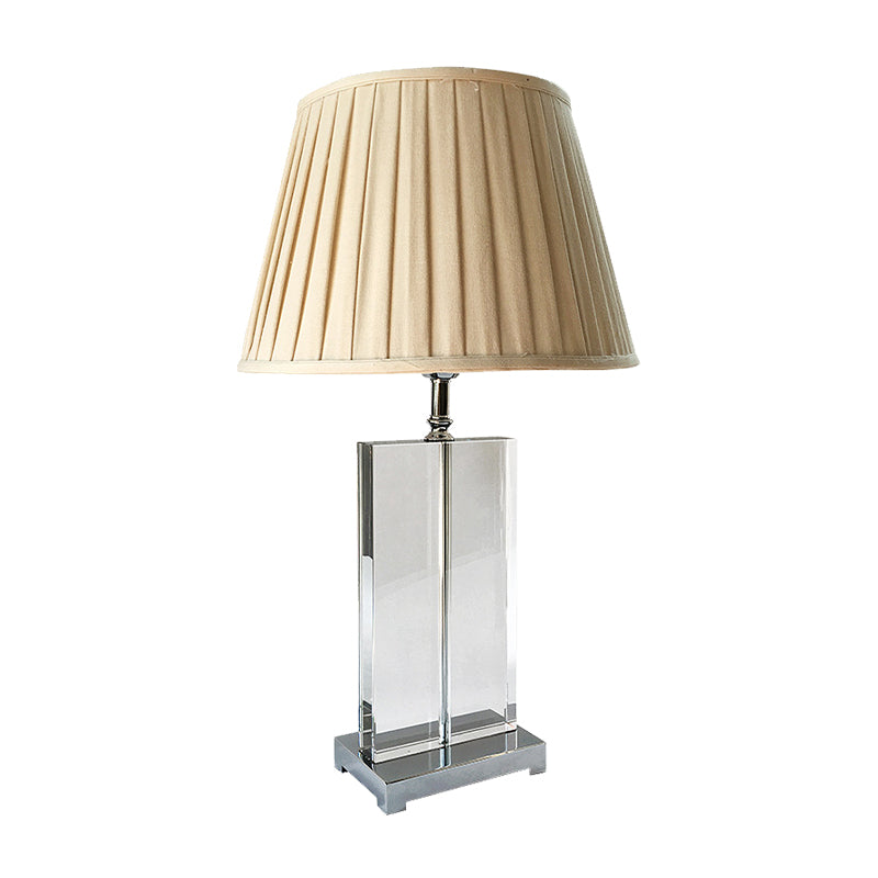 Crystal Pleated Shade Nightstand Lamp Modernist 1 Light Beige Table Lighting for Bedroom Clearhalo 'Lamps' 'Table Lamps' Lighting' 406386