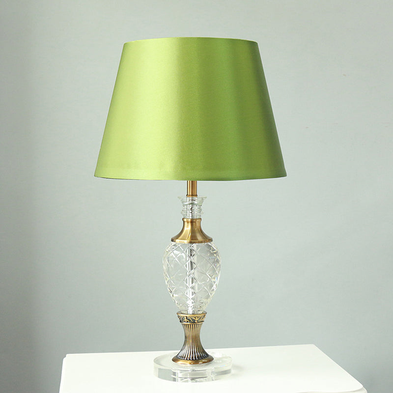 1-Light Bedroom Night Lamp Contemporary Green Table Lighting with Urn-Shaped Crystal Clearhalo 'Lamps' 'Table Lamps' Lighting' 406400