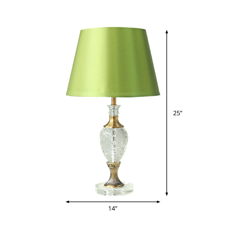 1-Light Bedroom Night Lamp Contemporary Green Table Lighting with Urn-Shaped Crystal Clearhalo 'Lamps' 'Table Lamps' Lighting' 406403