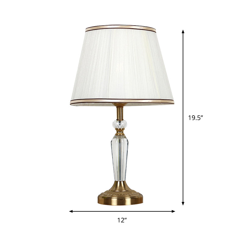 Empire Shade Night Table Lamp Minimalism Crystal 1 Head Gold Nightstand Light for Bedroom Clearhalo 'Lamps' 'Table Lamps' Lighting' 406439