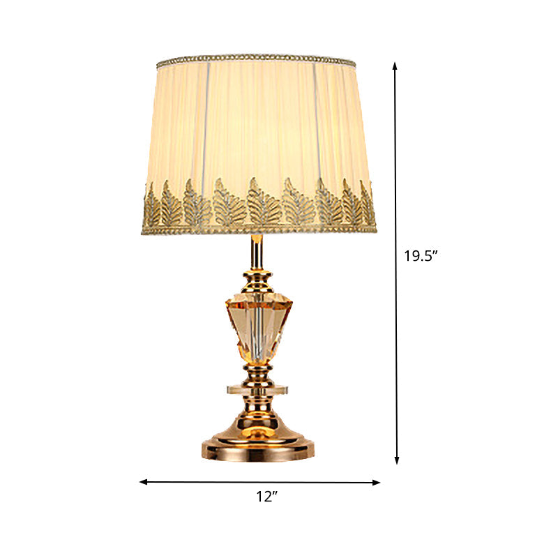 Contemporary 1 Bulb Task Lighting Beige Barrel Night Table Lamp with Fabric Shade Clearhalo 'Lamps' 'Table Lamps' Lighting' 406501