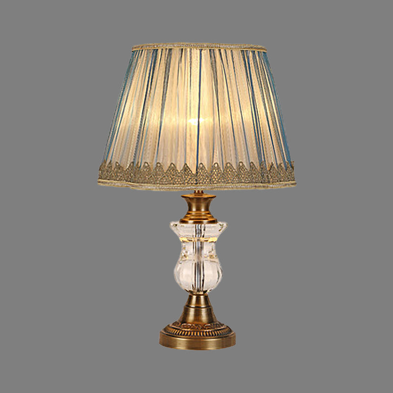 Flared Fabric Desk Lamp Modern 1 Head Gold Table Light with Sculpted Metallic Base Clearhalo 'Lamps' 'Table Lamps' Lighting' 406515