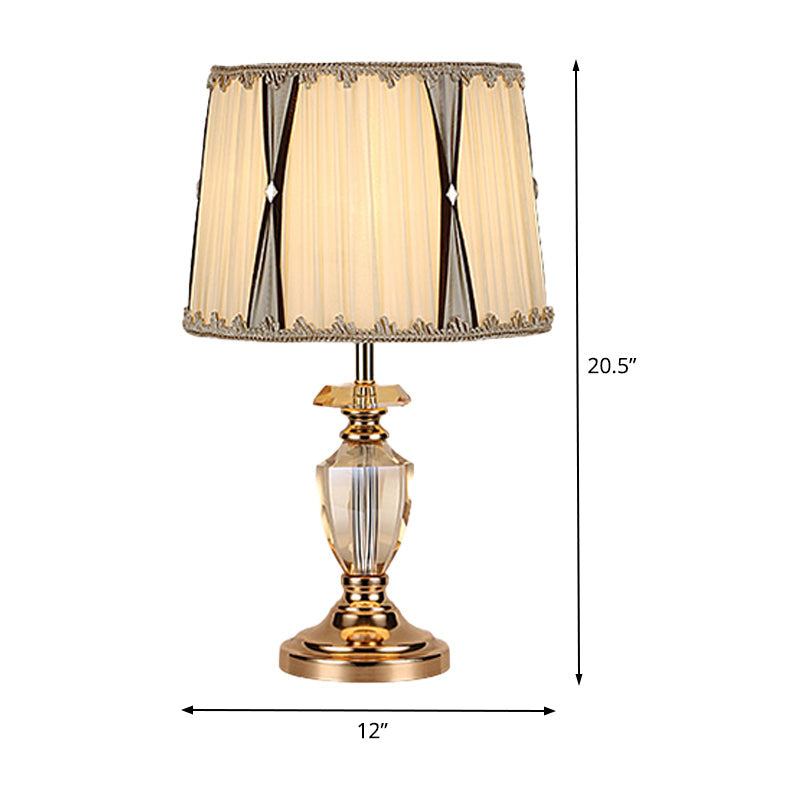 Modernist Cone Shade Table Light Fabric 1 Bulb Small Desk Lamp in Beige for Bedroom Clearhalo 'Lamps' 'Table Lamps' Lighting' 406526