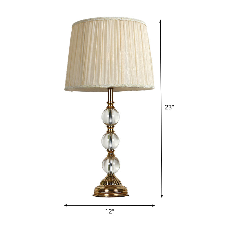 White Ball Desk Lamp Modern 1 Bulb Clear Crystal Table Light with Drum Fabric Shade Clearhalo 'Lamps' 'Table Lamps' Lighting' 406541