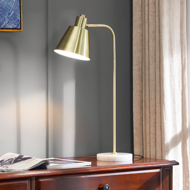 1-Light Study Room Table Lighting Post-Modern Gold Night Lamp with Tapered Metal Shade Gold Clearhalo 'Lamps' 'Table Lamps' Lighting' 406547