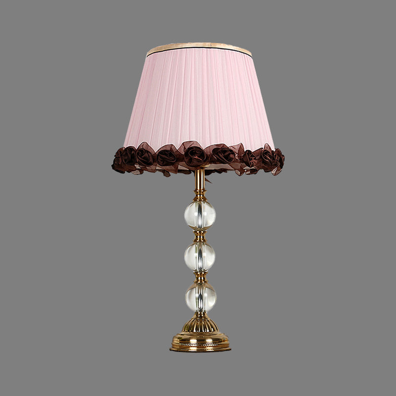 1 Head Bedside Desk Light Modern Pink Night Table Lamp with Tapered Fabric Shade Clearhalo 'Lamps' 'Table Lamps' Lighting' 406555