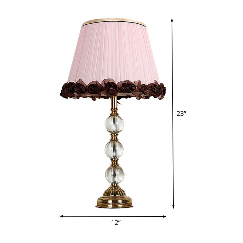 1 Head Bedside Desk Light Modern Pink Night Table Lamp with Tapered Fabric Shade Clearhalo 'Lamps' 'Table Lamps' Lighting' 406556