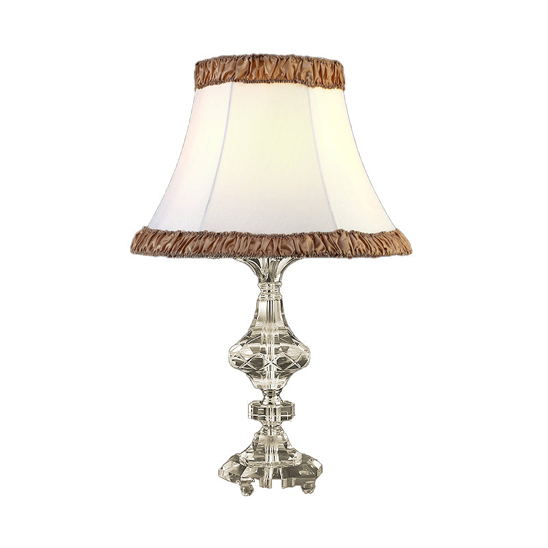 Contemporary 1 Bulb Table Light White Paneled Bell Small Desk Lamp with Fabric Shade Clearhalo 'Lamps' 'Table Lamps' Lighting' 406559