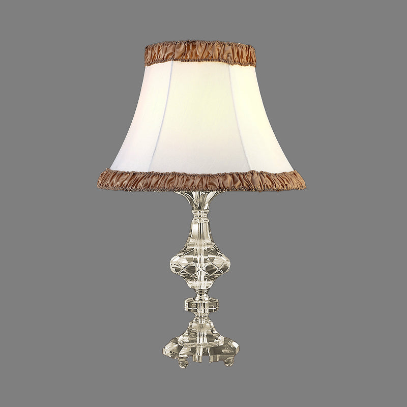 Contemporary 1 Bulb Table Light White Paneled Bell Small Desk Lamp with Fabric Shade Clearhalo 'Lamps' 'Table Lamps' Lighting' 406560