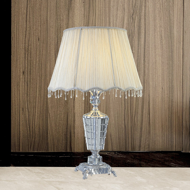 Fabric Barrel Desk Lamp Modern 1 Bulb Grey Table Light with Faux-Braided Detailing Grey Clearhalo 'Lamps' 'Table Lamps' Lighting' 406573