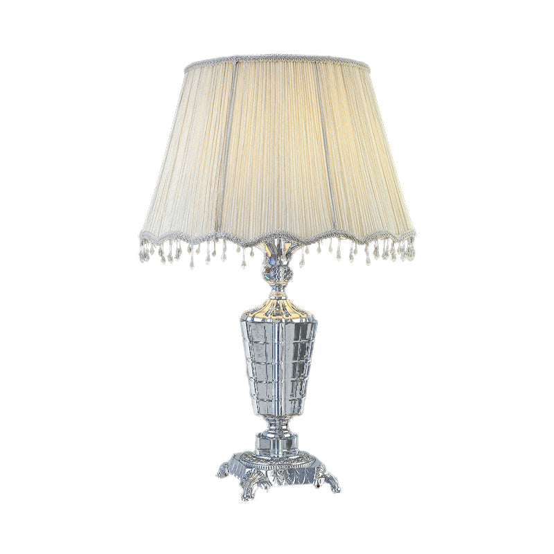 Fabric Barrel Desk Lamp Modern 1 Bulb Grey Table Light with Faux-Braided Detailing Clearhalo 'Lamps' 'Table Lamps' Lighting' 406575