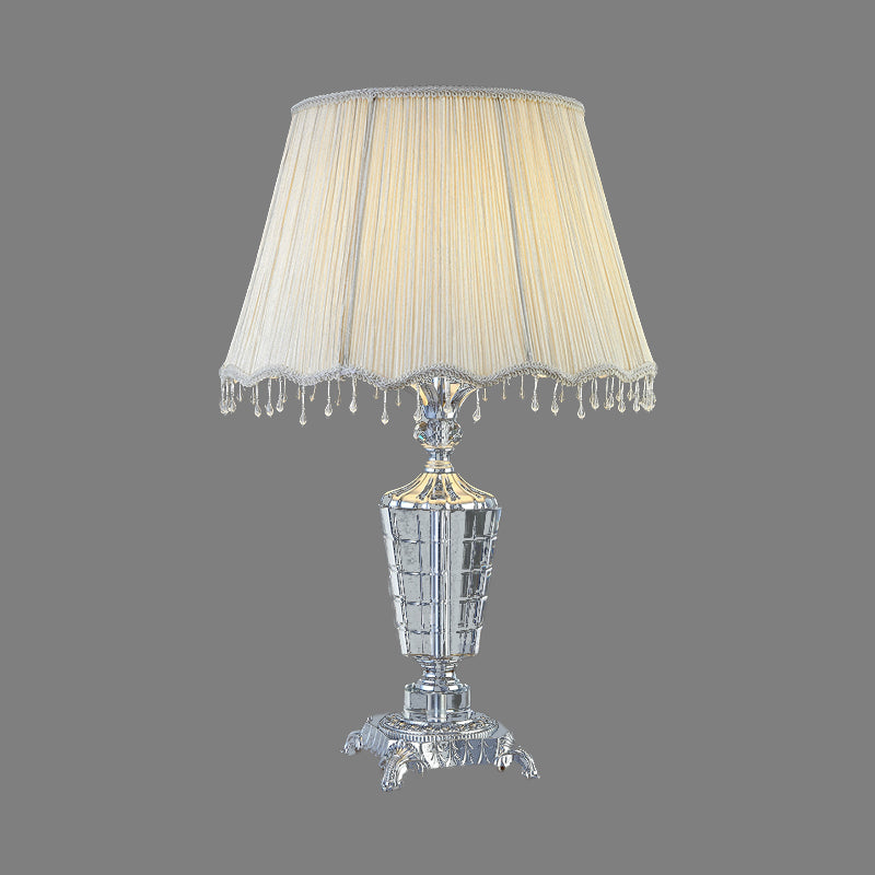 Fabric Barrel Desk Lamp Modern 1 Bulb Grey Table Light with Faux-Braided Detailing Clearhalo 'Lamps' 'Table Lamps' Lighting' 406576