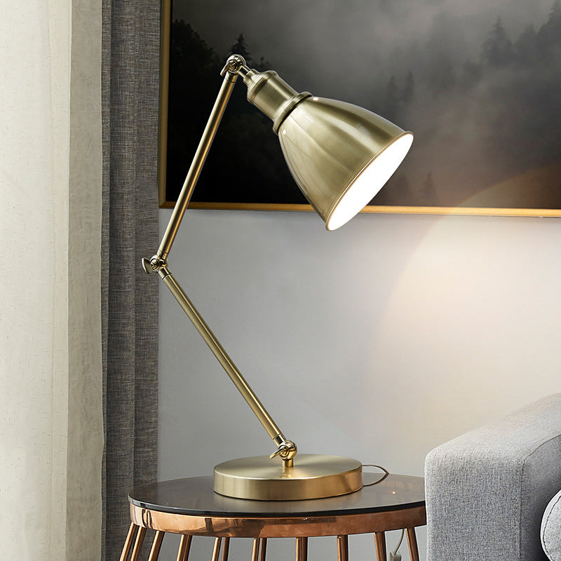 Conical Table Lamp Post-Modern Metal 1-Head Living Room Nightstand Lighting in Gold with Swing Arm Clearhalo 'Lamps' 'Table Lamps' Lighting' 406580