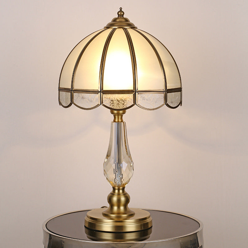 Contemporary 1 Bulb Table Light Gold Umbrella Small Desk Lamp with Frosted Glass Shade Gold Clearhalo 'Lamps' 'Table Lamps' Lighting' 406583