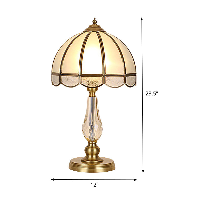 Contemporary 1 Bulb Table Light Gold Umbrella Small Desk Lamp with Frosted Glass Shade Clearhalo 'Lamps' 'Table Lamps' Lighting' 406587