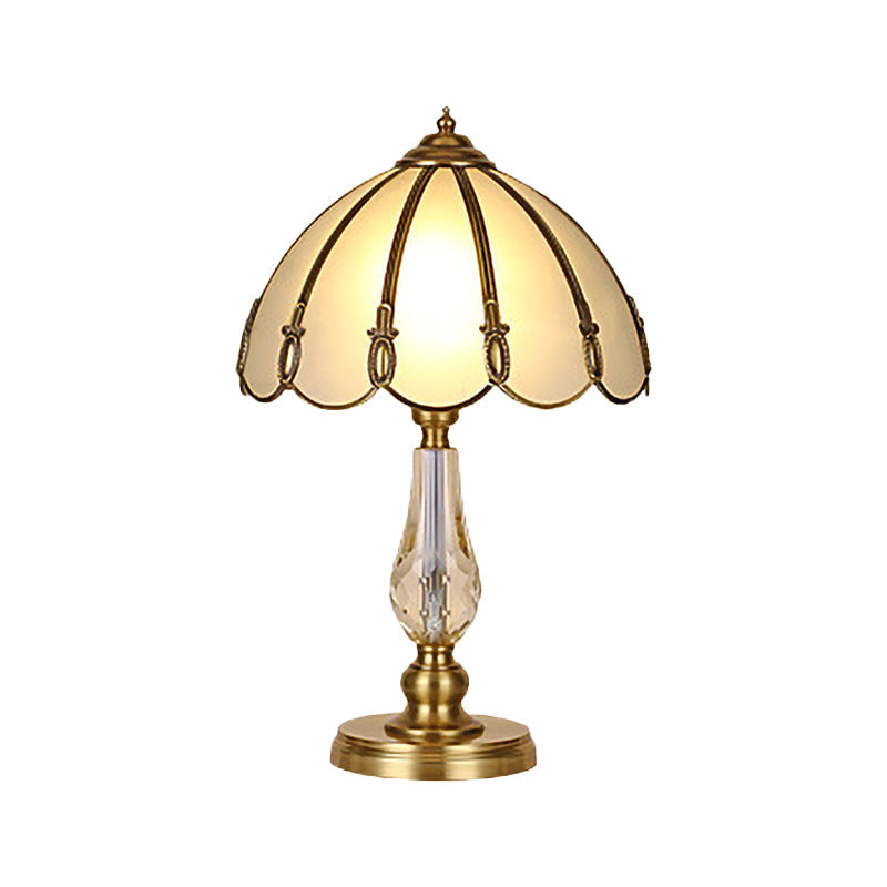 1 Head Living Room Table Lamp Modern Gold Reading Light with Domed Frosted Glass Shade Clearhalo 'Lamps' 'Table Lamps' Lighting' 406590