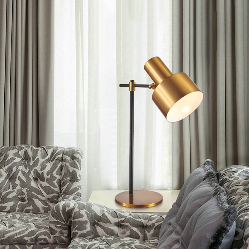 1-Light Living Room Night Lamp Simple Gold Table Lighting with Cylindrical Metal Shade Clearhalo 'Lamps' 'Table Lamps' Lighting' 406701