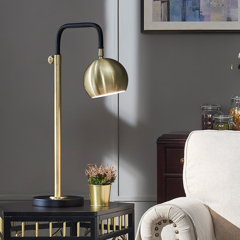 Metal Dome Shape Nightstand Lighting Modernism 1 Bulb Gold Night Table Lamp for Living Room Clearhalo 'Lamps' 'Table Lamps' Lighting' 406711