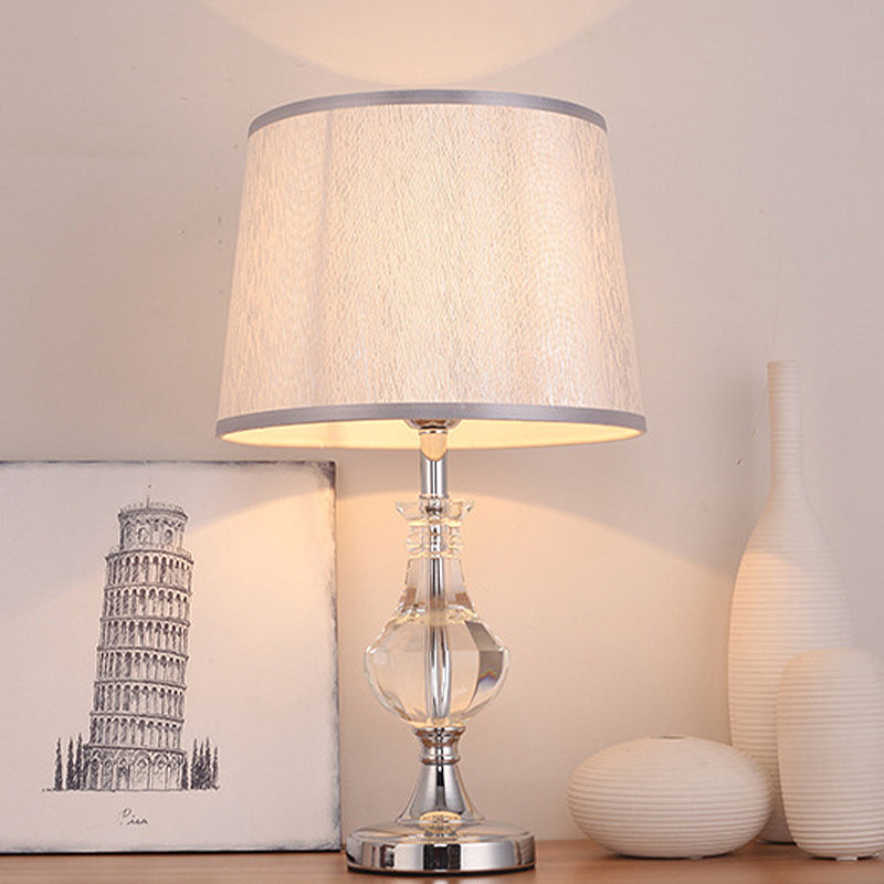 Barrel Shade Fabric Task Lighting Modernism 1 Head Grey Reading Lamp for Bedroom Clearhalo 'Lamps' 'Table Lamps' Lighting' 406742