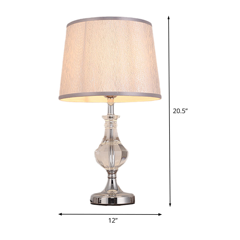 Barrel Shade Fabric Task Lighting Modernism 1 Head Grey Reading Lamp for Bedroom Clearhalo 'Lamps' 'Table Lamps' Lighting' 406745