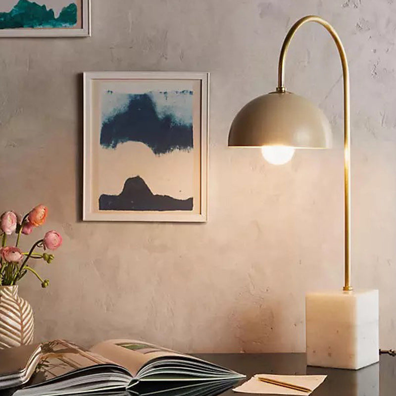 Gold Bowl Night Table Lighting Nordic 1 Bulb Marble Nightstand Lamp for Study Room Clearhalo 'Lamps' 'Table Lamps' Lighting' 406757