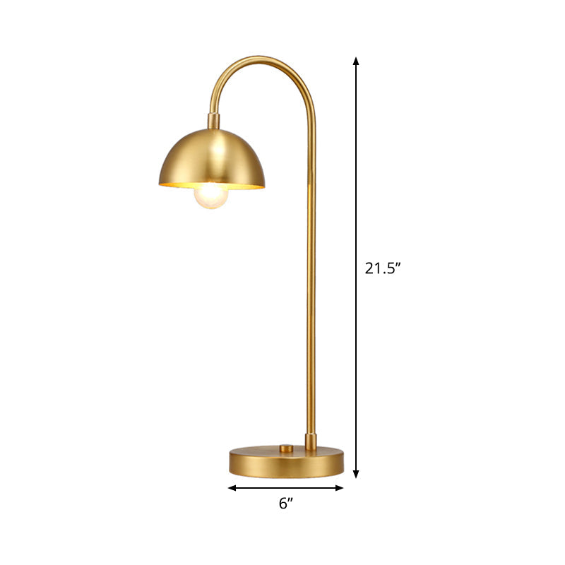 Post-Modern Dome Nightstand Light Metal 1-Head Bedroom Night Table Lamp in Gold Clearhalo 'Lamps' 'Table Lamps' Lighting' 406776