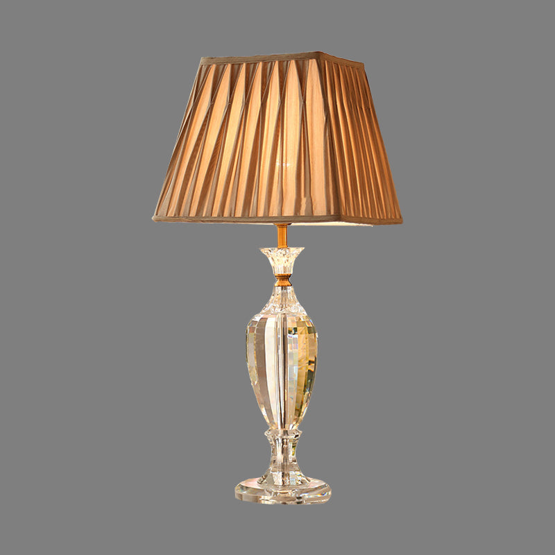 Vase Shape Desk Light Contemporary Clear Crystal 1 Bulb Night Table Lamp in Beige Clearhalo 'Lamps' 'Table Lamps' Lighting' 406790