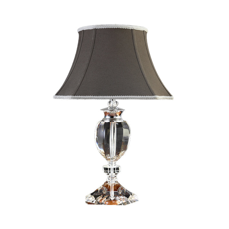 Grey Flared Study Lamp Modernism 1 Bulb Fabric Task Light with Faux-Braided Detailing Clearhalo 'Lamps' 'Table Lamps' Lighting' 406822