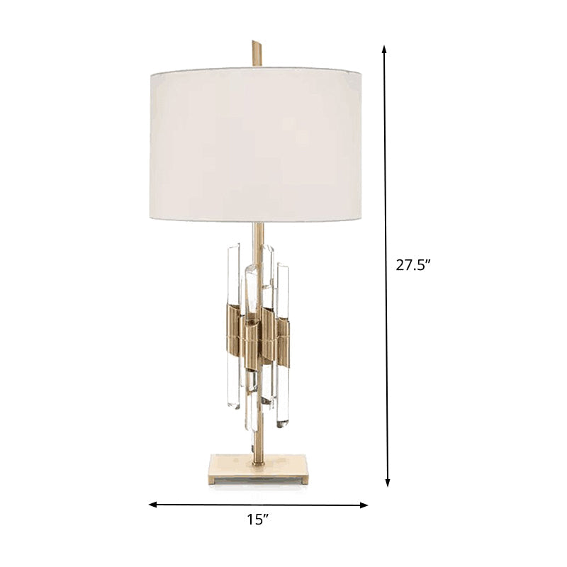 1 Head Living Room Desk Light Modern White Night Table Lamp with Cylinder Fabric Shade Clearhalo 'Lamps' 'Table Lamps' Lighting' 406834