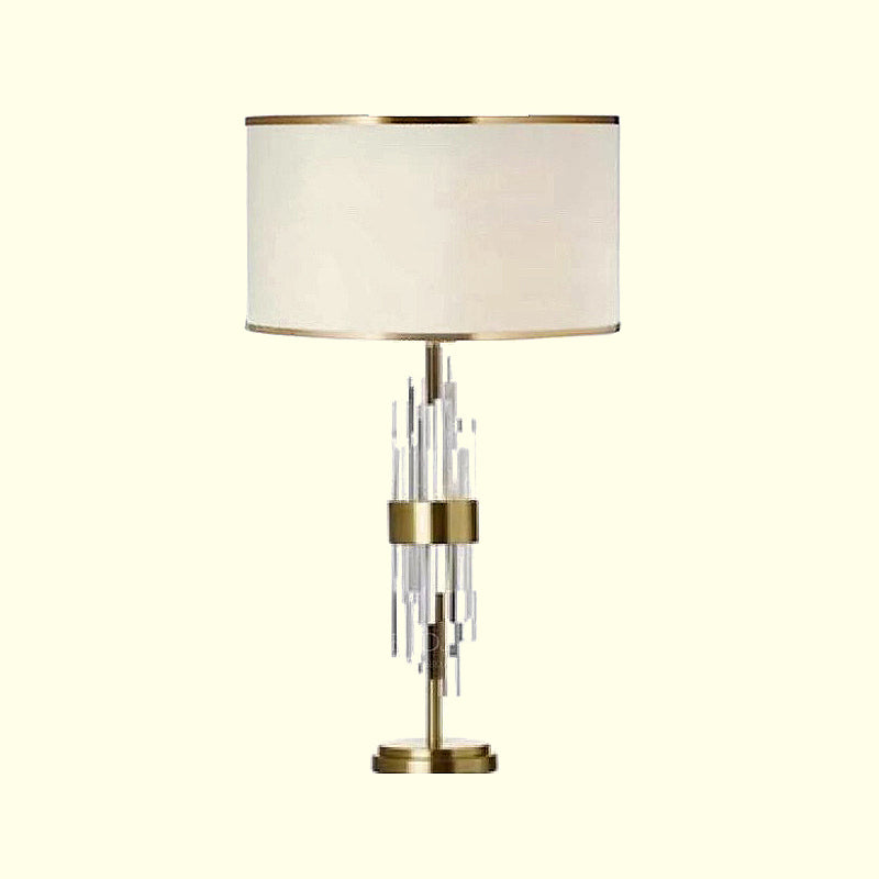 Straight Sided Shade Task Lighting Modernist Fabric 1 Head Reading Lamp in White Clearhalo 'Lamps' 'Table Lamps' Lighting' 406838