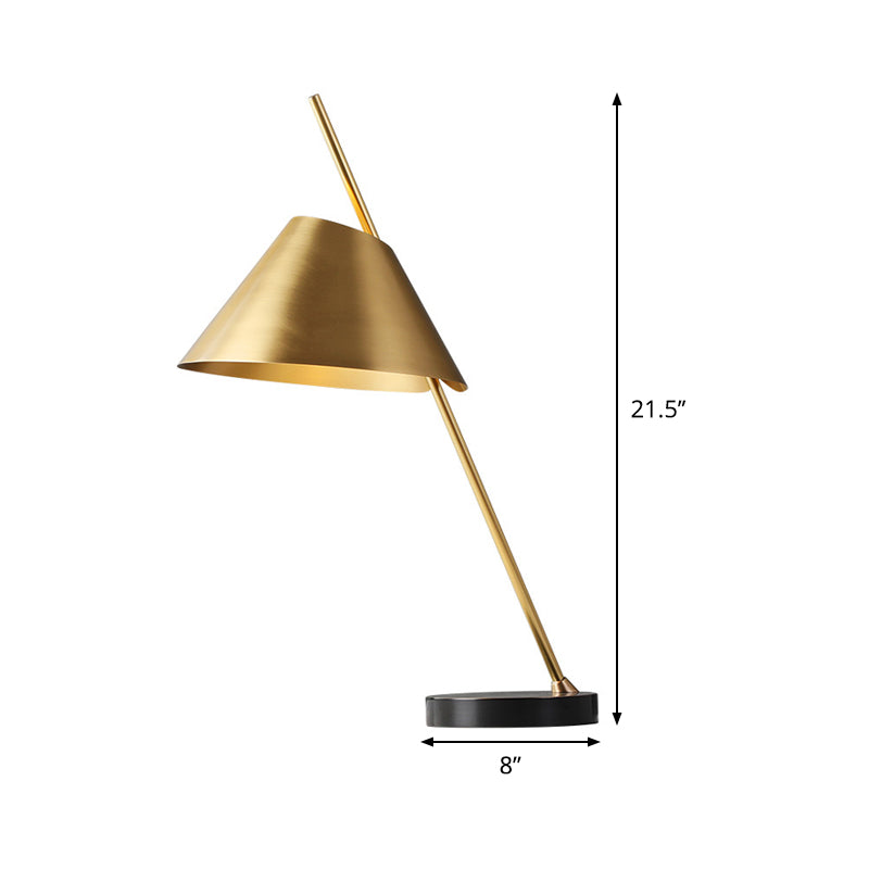 Brass Conical Nightstand Lamp Contemporary 1-Head Metal Night Lighting for Bedroom Clearhalo 'Lamps' 'Table Lamps' Lighting' 406854