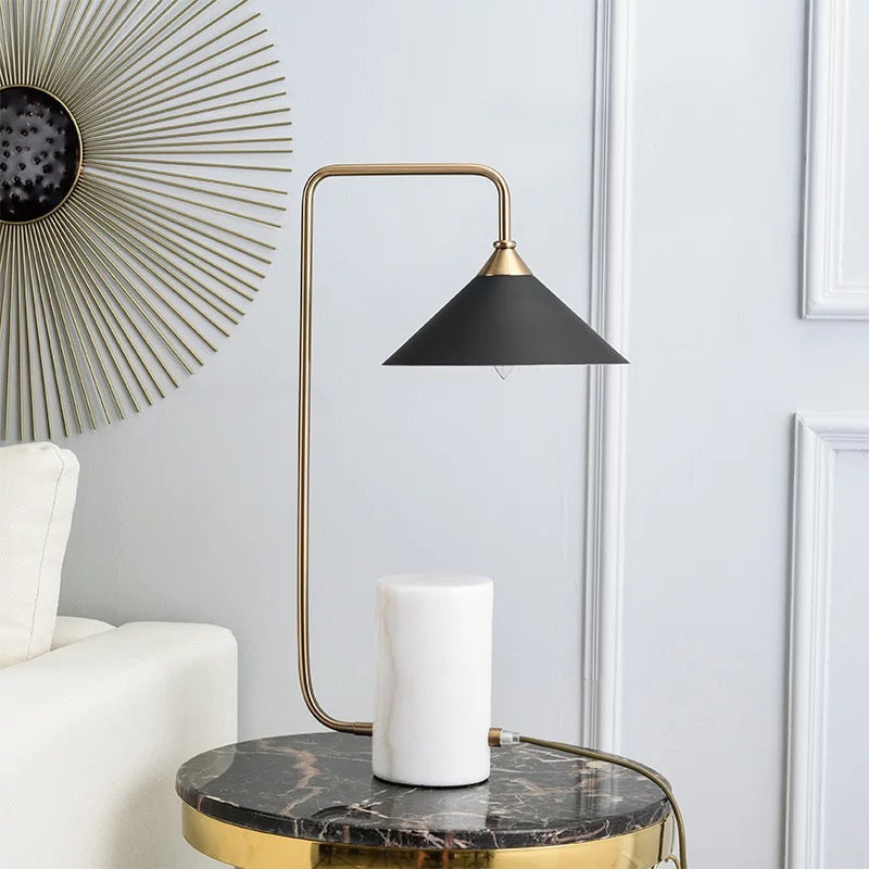 Modern Tapered Nightstand Lighting Marble 1 Light Living Room Table Light in Black and White Clearhalo 'Lamps' 'Table Lamps' Lighting' 406856