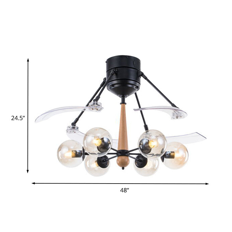 Industrial Orb Hanging Ceiling Fan Lamp 48