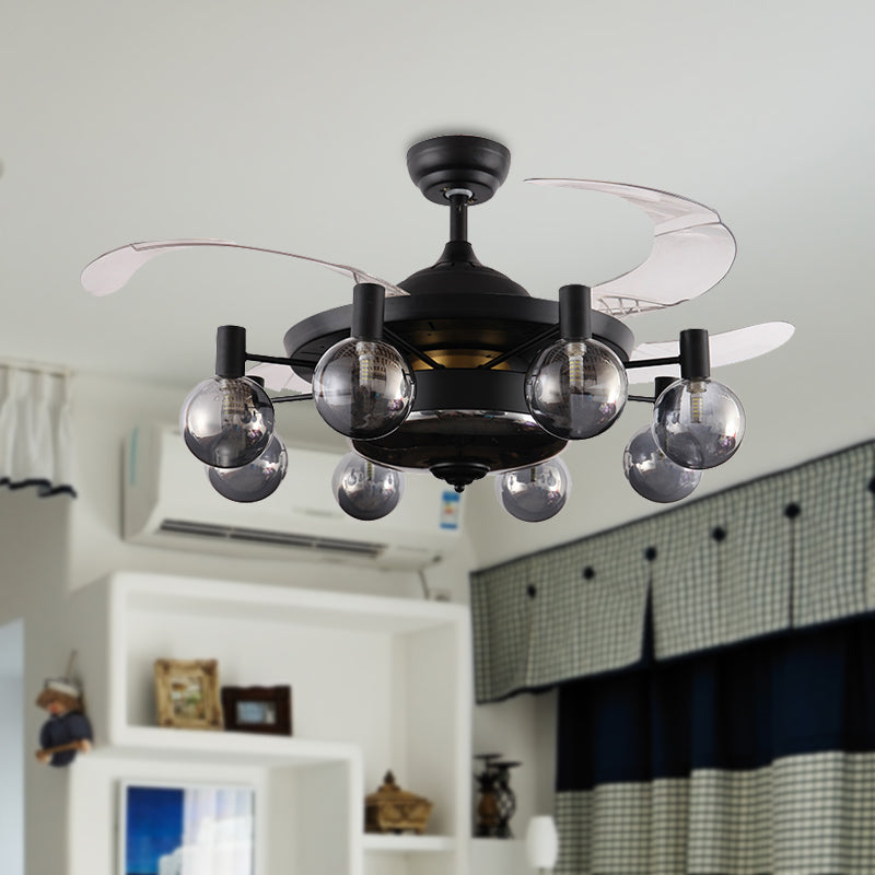 Metal Black Ceiling Fan Light Sputnik 48