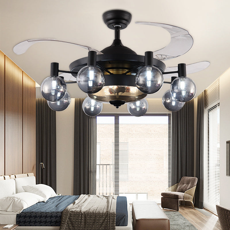 Metal Black Ceiling Fan Light Sputnik 48