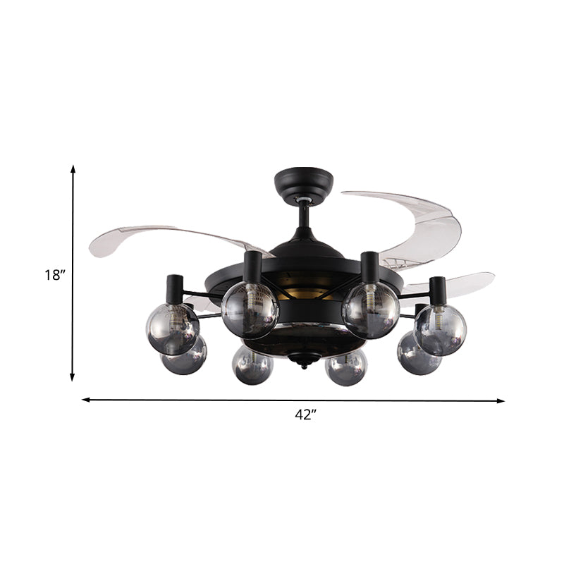 Metal Black Ceiling Fan Light Sputnik 48