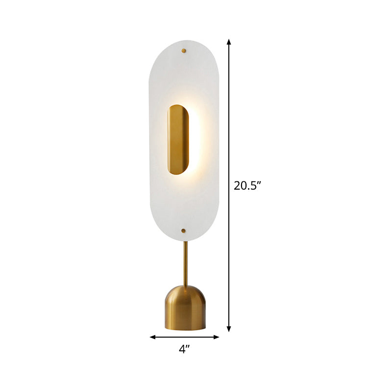 LED Study Room Night Lamp Simple Gold Metal Table Lighting with Oval Acrylic Shade Clearhalo 'Lamps' 'Table Lamps' Lighting' 410275