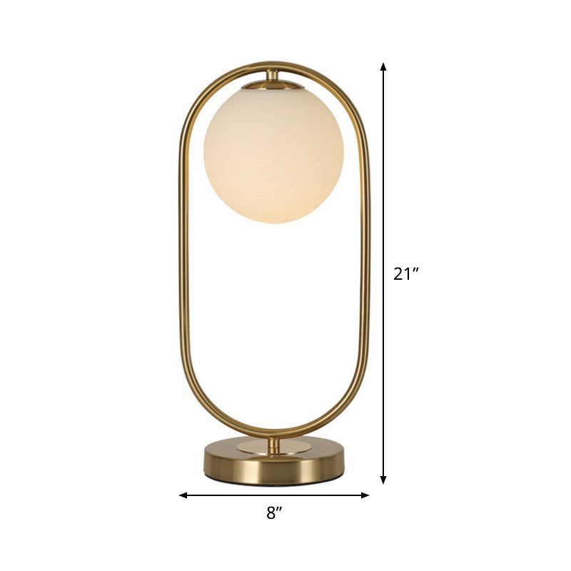 Gold Oval Metal Table Lighting Luxurious 1 Bulb Opaque Glass Night Lamp for Living Room Clearhalo 'Lamps' 'Table Lamps' Lighting' 410552