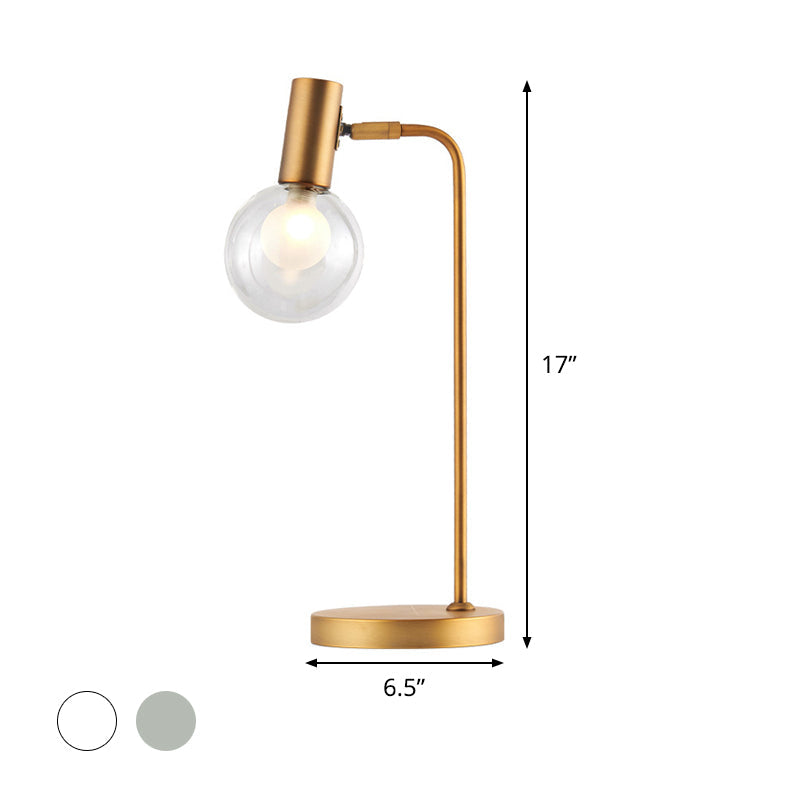 Luxurious 1 Light Table Lamp Gold Spherical Night Lighting with Smoke Gray/Clear Glass Shade for Bedroom Clearhalo 'Lamps' 'Table Lamps' Lighting' 410706