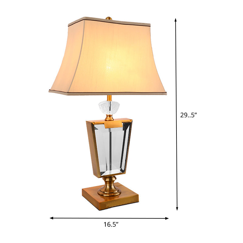 1 Head Bedside Desk Light Modernism Beige Nightstand Lamp with Bell Fabric Shade Clearhalo 'Lamps' 'Table Lamps' Lighting' 410909