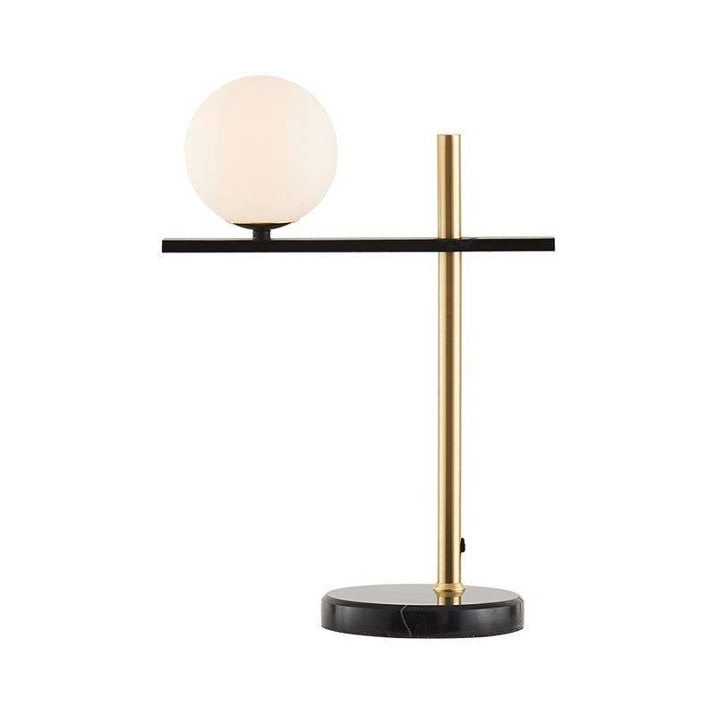 White Glass Ball Nightstand Lighting Modern Black and Gold Metal Night Lamp for Living Room Clearhalo 'Lamps' 'Table Lamps' Lighting' 410948