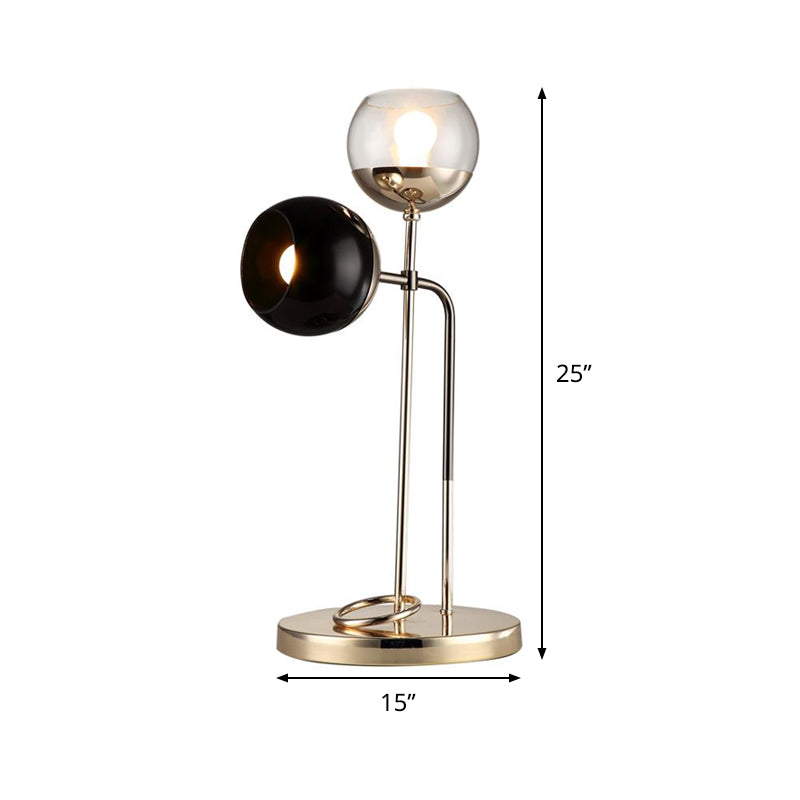 Metal Spherical Night Table Lighting Minimalism 2 Lights Gold Nightstand Light for Living Room Clearhalo 'Lamps' 'Table Lamps' Lighting' 411247