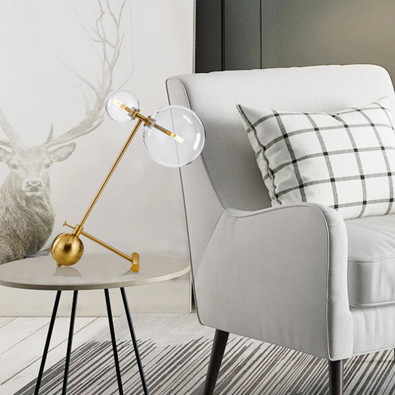 Gold Orb Nightstand Lamp Simplicity 1 Bulb Metal Night Table Light with Clear Glass Shade Clear Clearhalo 'Lamps' 'Table Lamps' Lighting' 411298