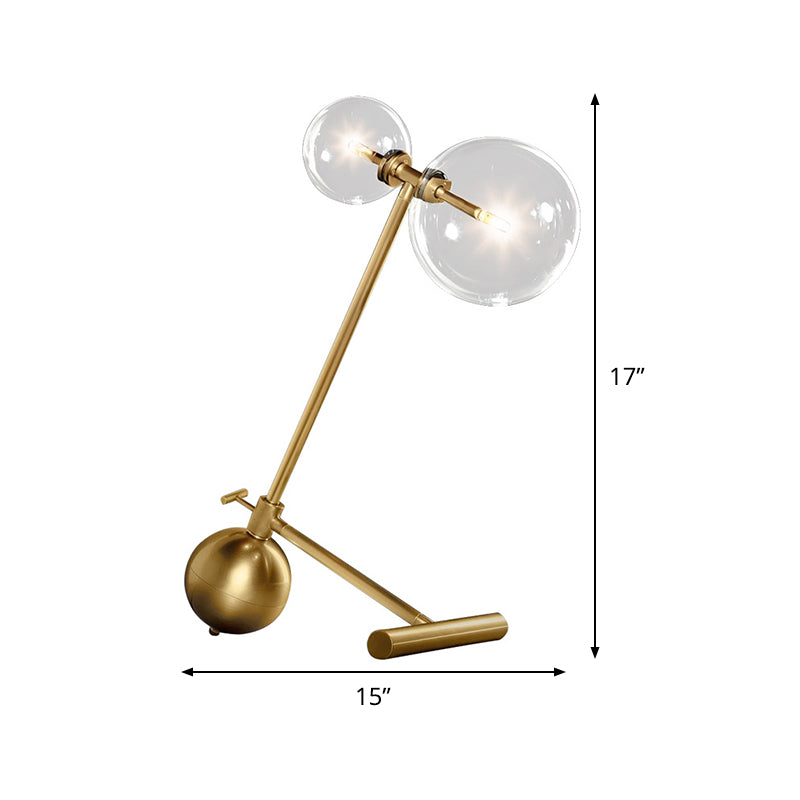 Gold Orb Nightstand Lamp Simplicity 1 Bulb Metal Night Table Light with Clear Glass Shade Clearhalo 'Lamps' 'Table Lamps' Lighting' 411302